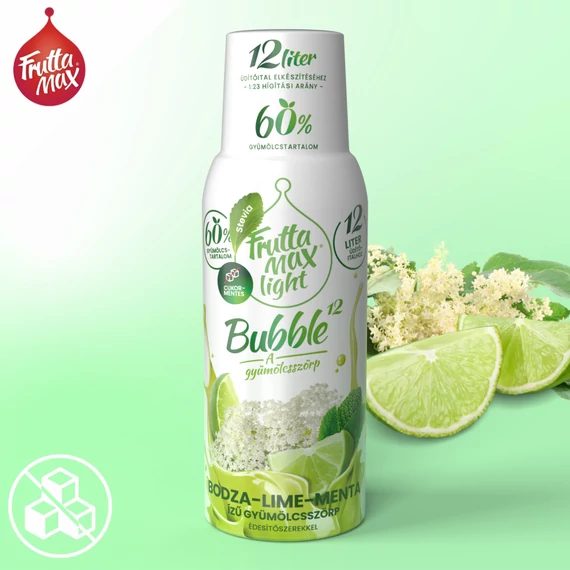 Frutta Max Bubble Light bodza-lime-menta ízű gyümölcsszörp 500 ml