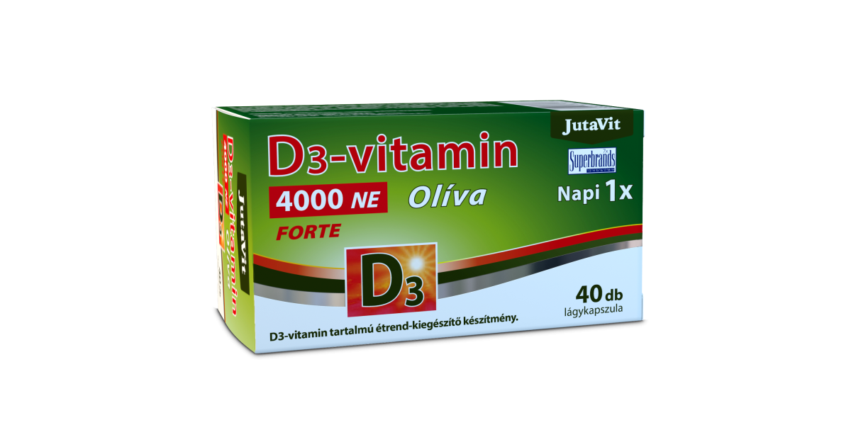 JutaVit D3-vitamin 4000NE (100µg) Olíva Forte lágykapszula 40db