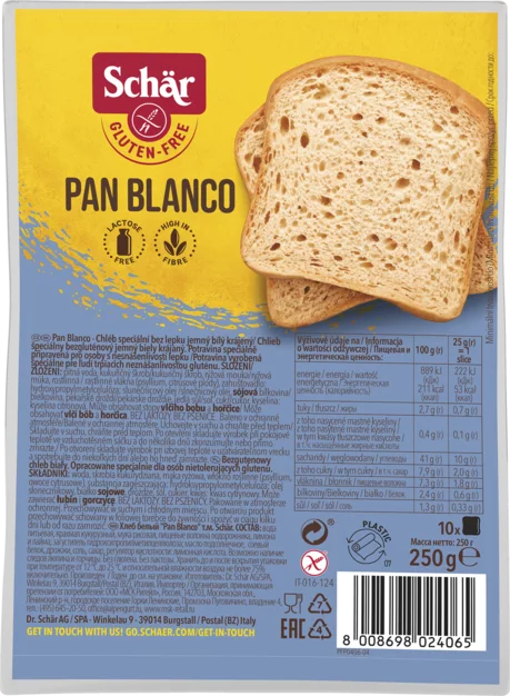 SCHAR GLUTÉNMENTES PAN BLANCO KENYÉR 250g