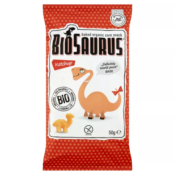 Biopont Biosaurus kukorica snack ketchup ízesítésű 50g
